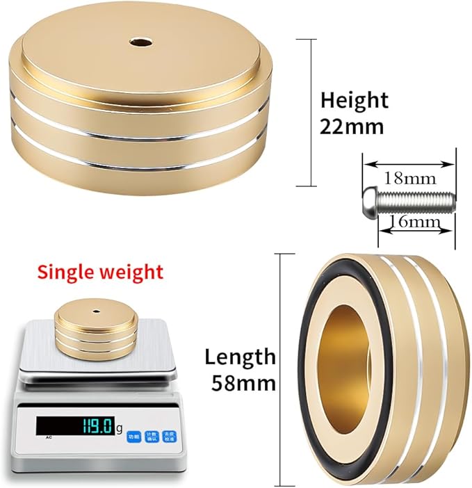 Viborg HiFi Speaker Spikes Isolation Stand Feet Pads 58x22MM, 4X Speaker Floor Protector Shock Absorber with Rubber Ring and Mounting Screws(M4*0.7) for AMP Turntable DAC Recorder