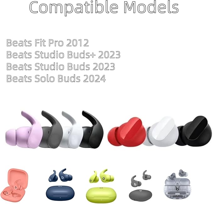 Replacement Ear Tips for Beats Fit Pro, Beats Studio Buds+, Beats Studio Buds, Beats Solo Buds Silicone Earbuds Washable Noise Isolation, Fit in The Charging Case, 6 Pairs S/M/L (White)