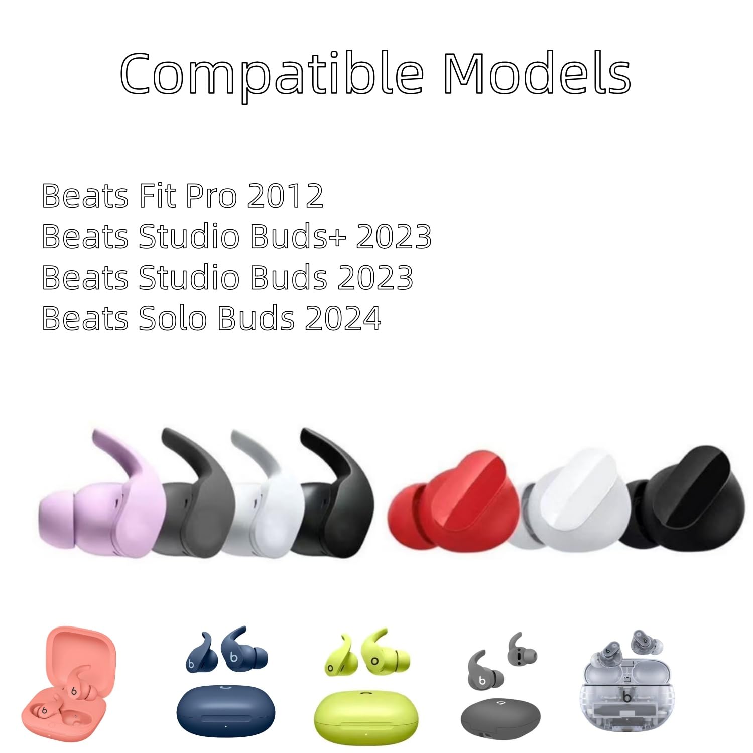 Aginkgo Replacement Ear tips for Beats Fit Pro, Beats Studio Buds+, Beats Studio Buds, Beats Solo Buds Silicone Earbuds Washable Noise isolation, Fit in The Charging Case, 6 Pairs S/M/L (Stone Purple)
