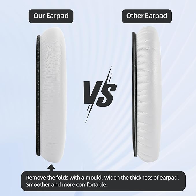 Ear Cushion and Headband for Bose QC45 QC35, Replacement Headstrap Pad Repair Part with Protein Leather& Memory Foam (White)