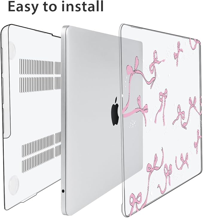 Compatible with MacBook Air 13.6 inch Case 2025 2024 2023 2022 Release M4 A3240 M3 A3113 M2 A2681 with Touch ID, Plastic Hard Shell Case&Keyboard Cover&Screen Protector&Webcam Cover, Bows