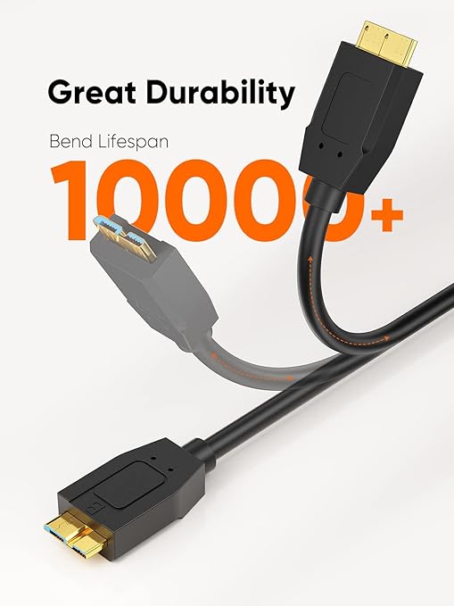 CableCreation 4FT USB C to Micro B Cable,10Gbps Speed External Hard Drive Braided,USB 3.1 Type C to Micro B Work for iPhone 15,16,Seagate WD Westgate My Passport,MacBook Pro/Air, iPad/Tablet,Black