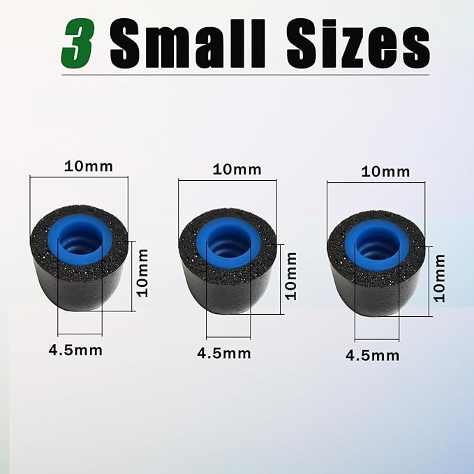 Small Memory Foam Tips Replacement Earbuds Tips Fit 4.5mm-6mm Anti-Slip Isolation Noise Replacement Ear Tips Foam for in-Ear Earphones with Storage Box