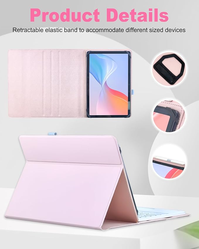 Universal Touchpad Keyboard Case for 9.7,10.1,10.2",10.5",10.9",11" Tablet, Rainbow Backlight TrackPad Keyboard with Type-C Charging Port fit 9.7-11 inch Android/iOS/Windows (Pink)