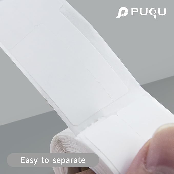 PUQU 30x15mm Direct Thermal Sticker Labels, Self-Adhesive All-Purpose Label Maker Tape, Compatible with AQ Series Label Printer, Refills Standard Laminated Office Labeling, 3 Rolls, 1200 Labels