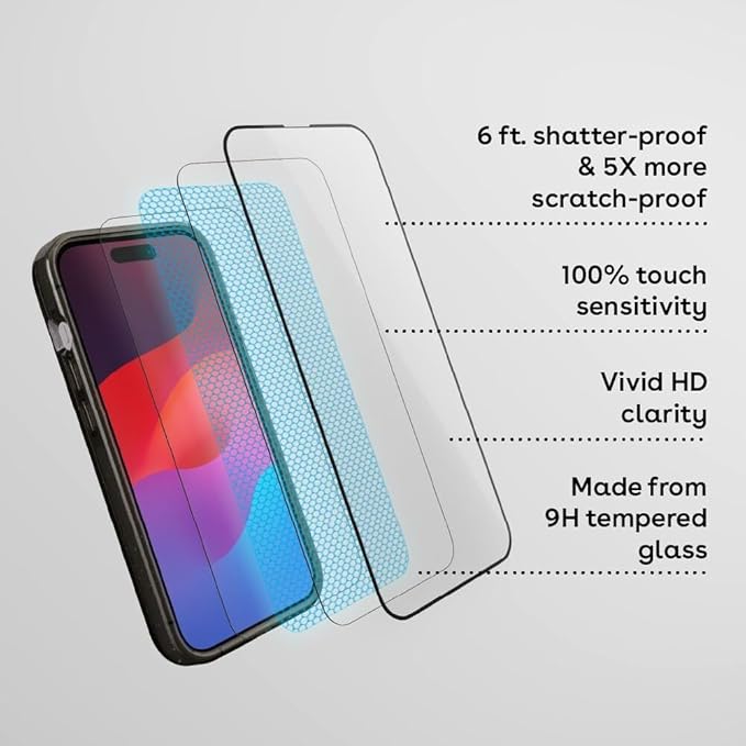 CASETiFY Impact HD Screen Protector [Strengthened 9H aluminosilicate glass, applicator included] for iPhone 16 Plus