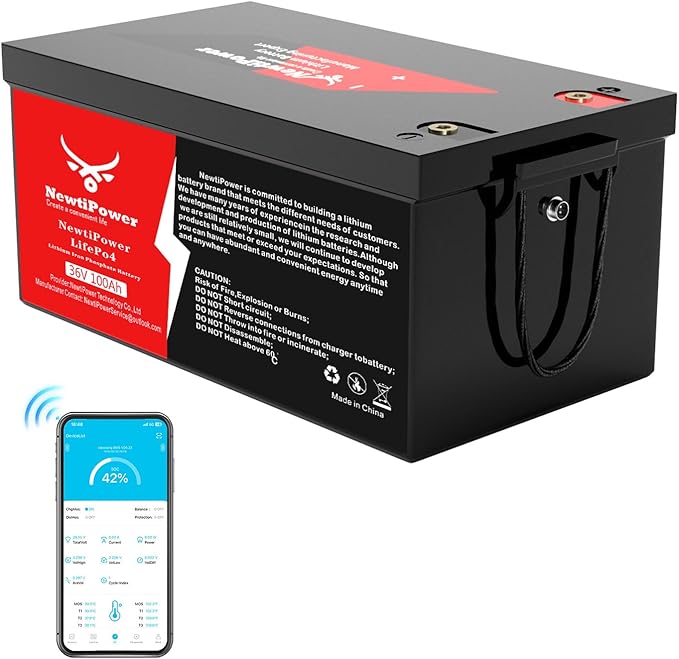 36V 100Ah Golf Cart Lithium LiFePO4 Battery with 200A BMS Grade A Cells Deep Cycle Rechargeable Battery,10000+ Cycles,Perfect for Golf Cart,Off Grid Applications (36V 100Ah)