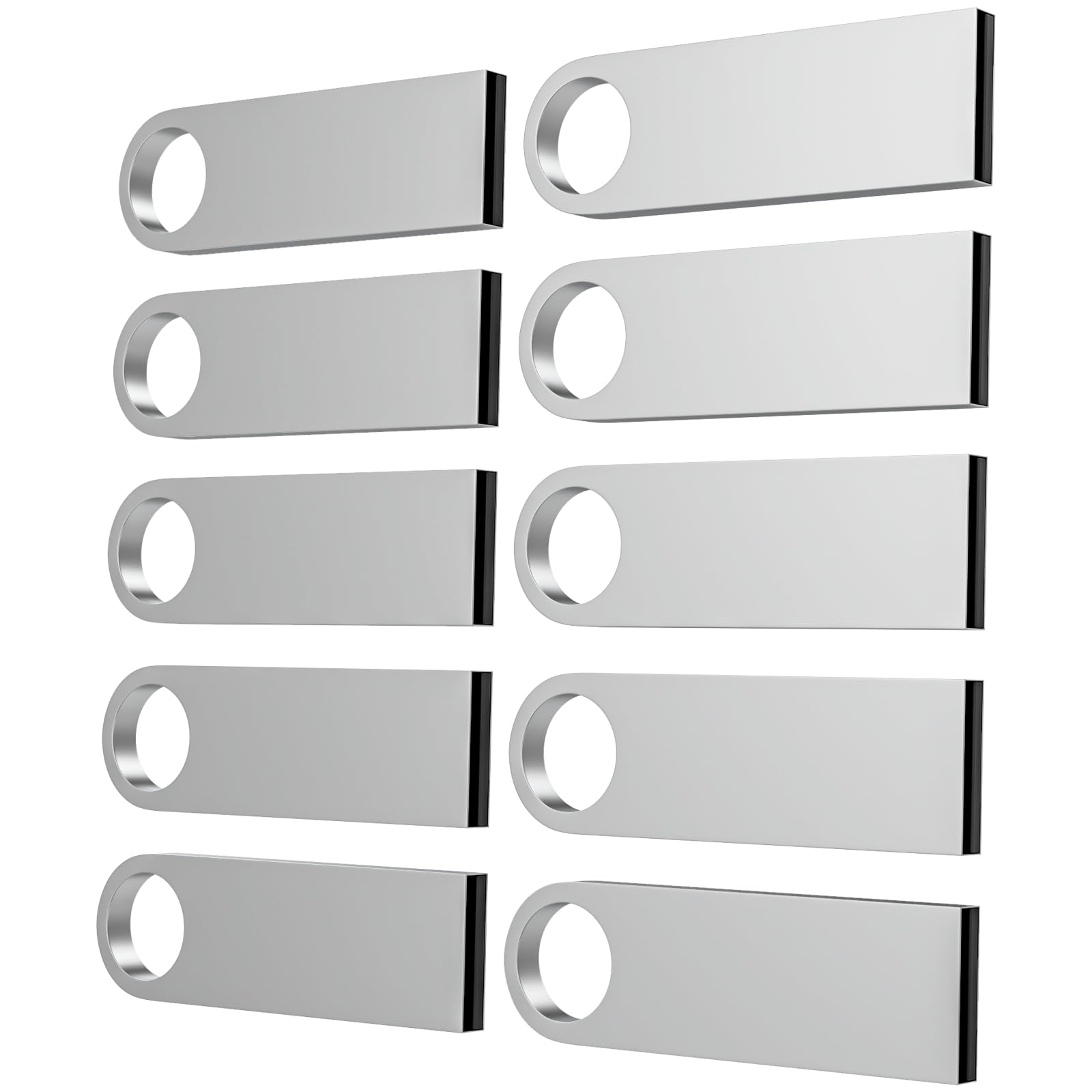 ABLAZE 1GB Flash Drive 10 Pack, Metal USB 2.0 Thumb Drives with Keychains USB Sticks Pendrives (Sliver)