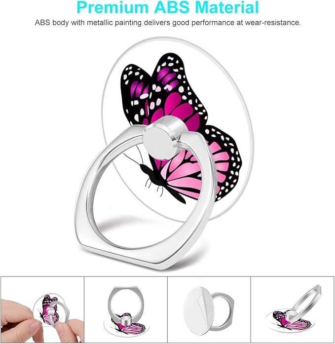 Bonoma Finger Ring Stand, 3 Pack Butterfly 360 Degree Rotation Phone Ring Stand Grip Holder Compatible with Smartphones and Tablets