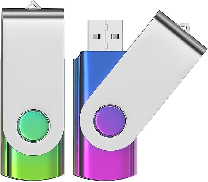 ABLAZE 128GB Flash Drive 2 Pack, USB 2.0 Thumb Drives with Lanyards Swivel USB Memory Stick 128GB（Green and Purple