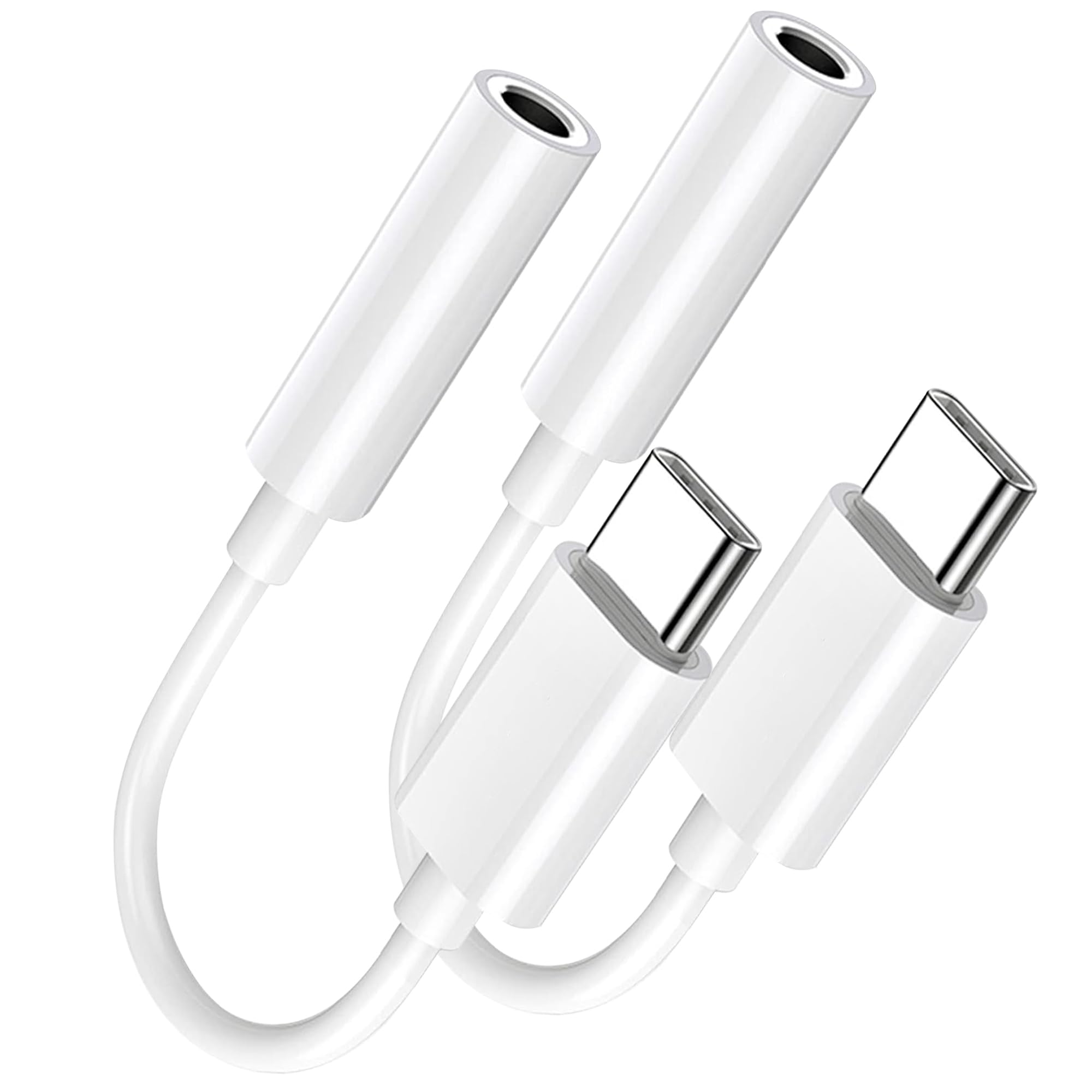 USB Type C to 3.5mm Female Headphone Jack Adapter 2 Pack, USB C to Aux Audio Dongle Cable Cord Compatible with iPhone 16 15 Series, S24/S23 Ultra, iPad Pro, MacBook, Pixel XL More Type-C Devices