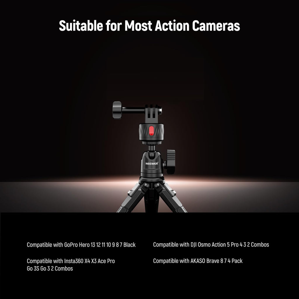 NEEWER Magnetic Action Camera Mount Kit, Compatible with GoPro Hero 13 12 11 Max DJI Osmo Action Insta360, ABS Magnetic Quick Release Mount for POV Shots, GP-24