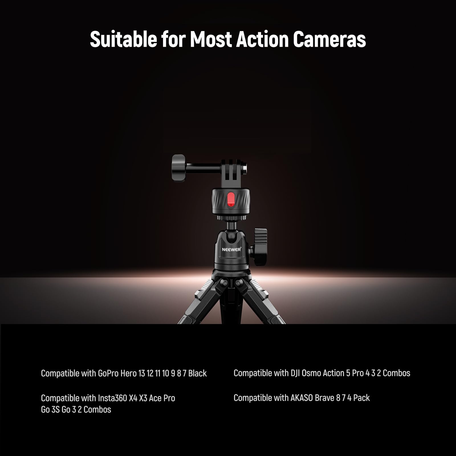 NEEWER Magnetic Action Camera Mount Kit, Compatible with GoPro Hero 13 12 11 Max DJI Osmo Action Insta360, ABS Magnetic Quick Release Mount for POV Shots, GP-24