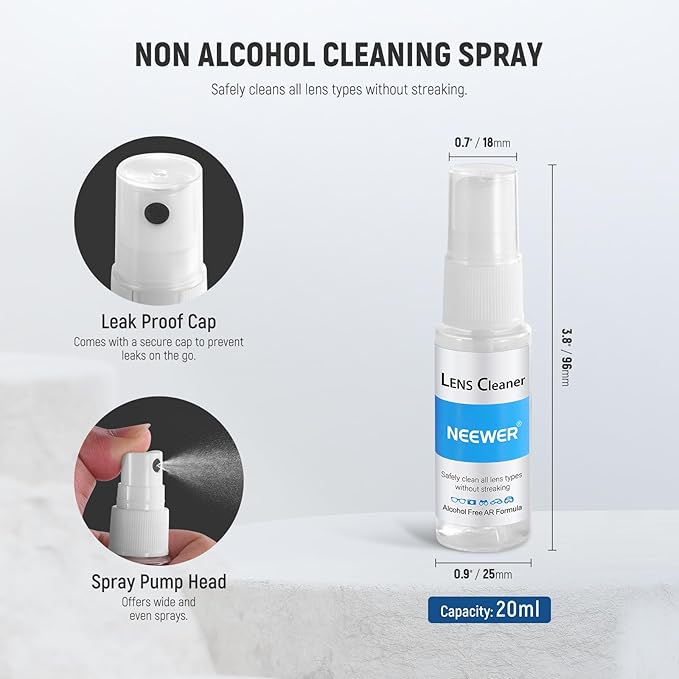 NEEWER 12 in 1 Camera Lens Cleaning Kit for DSLR Cameras, Electronics, Smartphones, Tablets, 10x Cleaning Swab for 24mm Full Frame Sensor + 1x Cleaner Spray + 1x Cloth, HM-46