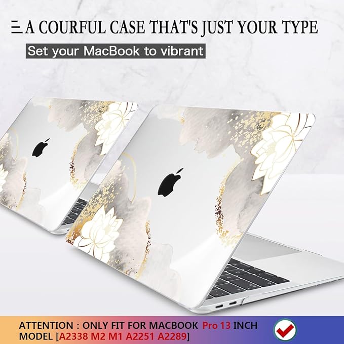 CISSOOK Compatible with MacBook Pro 13 inch Case 2020-2025 Model M1 & M2 A2338 A2251 A2289, Floral Hard Shell Case & Keyboard Cover for MacBook Pro 13 with Touch Bar, Charming Painting
