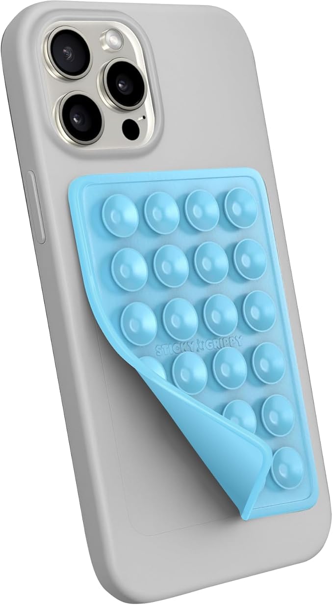 StickyGrippy Suction Phone Case Mount, Sillicon Adhesive Phone Accessory for iPhone and Android, Hands-Free Fidget Toy Mirror Shower Phone Holder, Tiktok Videos and Selfies (Red)
