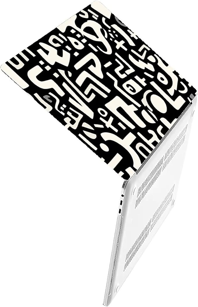Compatible with MacBook Air 13.3 13.6 Inch Case 2022 2021 2020 2019 Plastic Hard Shell Case Cover,13.6 Air (A2681) M2 2022, Black and White Letters