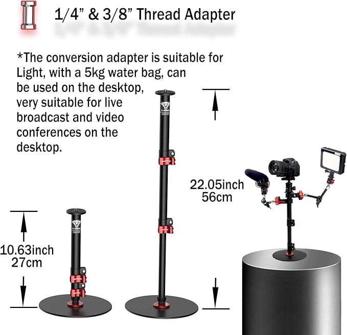 IFOOTAGE Cobra RB-A200,Round Base Monopod,Professional Camera Aluminium Monopod with Quick Adjustment Height Buckle,Compatibility DSLR Cameras Camcorders(56cm/22.04Inc)