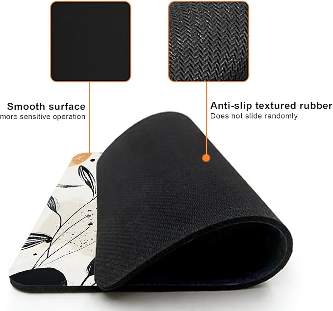 Mouse Pad, Cute Modern Abstract Art Boho Mouse Pads for Desk, 9.5" x 7.9" Non-Slip Rubber Base Computer Mousepad with Women, Portable Square Design for Wireless Mouse and Pad Laptop Office & Travel
