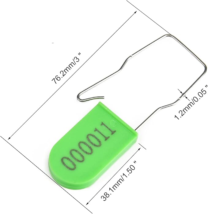 500PCS Plastic Padlock Security Seals Metal Wire Padlocks Electric Meter Lockout Tags Self-Locking Numbered Anti Tamper Seal Tags Green