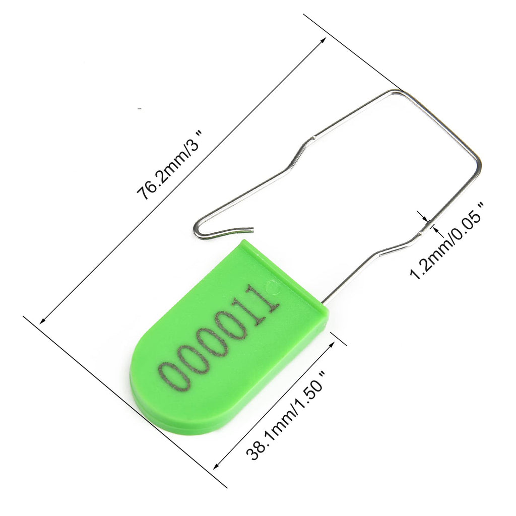 LeadSeals 50PCS Plastic Padlock Security Seals Metal Wire Padlocks Electric Meter Lockout Tags Self-Locking Numbered Anti Tamper Seal Lock Green