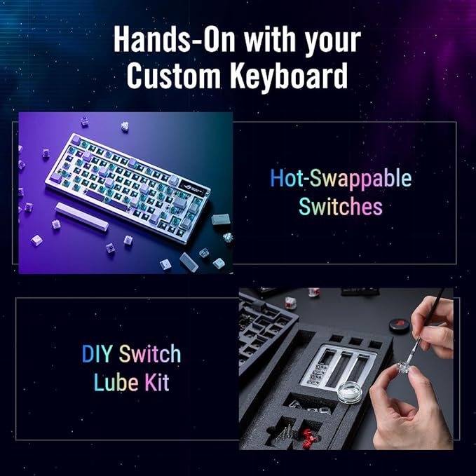ASUS ROG Azoth 75 Wireless DIY Custom Gaming Keyboard, OLED display, Gasket-Mount, Three-Layer Dampening, Hot-Swappable Pre-lubed ROG NX Storm Switches & Keyboard Stabilizers, PBT Keycaps, RGB - White