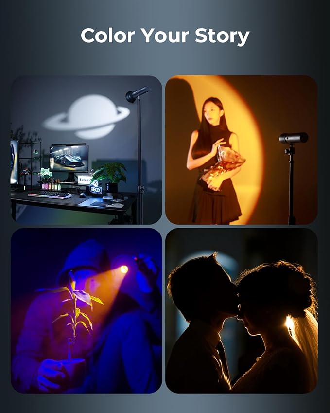 SMALLRIG RGB LED Photography Flashlight, 7500mAh Aluminum Alloy Patterned Ambient Light, 4 Color Fill Light with 20 Patterned Light Filters, Perfect for Photo, Content Creation Accessorie RF10C 4634