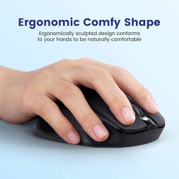 Wireless Mouse, D-09 Computer Mouse USB Cordless Mice for Laptop, Ergo Grips, Lightspeed 5-Level 2400 DPI, 16 Months Battery, Portable for PC Mac Chromebook (2Pack)