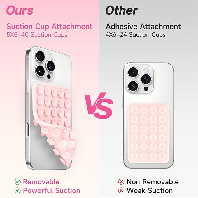 Silicone Suction Cup Phone Case Mount Double Sided, Phone Accessories Hands-Free Strong Grip Holder for Selfies and Videos, Silicon Phone Stand for iPhone and Android Black