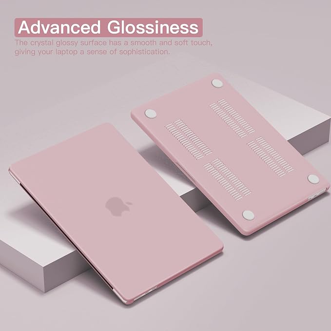 CISSOOK for MacBook Air 13.6 M4 M3 M2 Case 2025 2024 2022 Release, Plastic Hard Shell & Keyboard Cover & USB Adapter for MacBook Air 13.6 inch A3240 A3113 A2681, Baby Pink