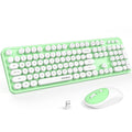 KNOWSQT Wireless Keyboard and Mouse Combo - White-Green Full-Sized 2.4 GHz 104 Keys Typewriter Keyboard, Flexible Round Keycap and Optical Mouse for Windows, Computer, PC, Laptop, Desktop, Mac