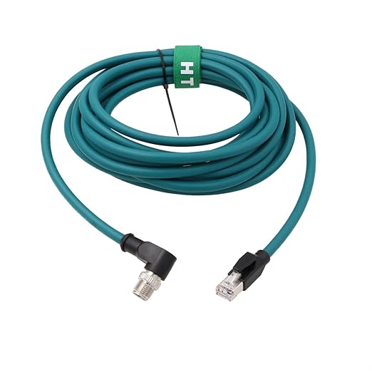 Camera Sensor M12 Ethernet 8 Pin X-Coded RJ45 Cable CAT7e for Cognex Basler Baumer Keyence Industrial Automation Control PLC, Right Angle High Speed 30M