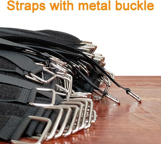 24 inch Hook and Loop Cable Strap - Reusable Fastening Strap - 12 PACK 1 inch Wide Nylon Cable Cinch Wrap