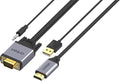 VGA to HDMI Adapter VGA Male to HDMI Male Converter with 3.5mm Audio Jack(Input) for TV Stick, Raspberry Pi, Laptop, Monitor, PC, Tablet, Digital Camera, Etc (1.8 m)