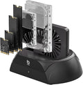 Hard Drive Docking Station, Pcie NVMe Adapter with Cooling Fan Superior Cooling Efficiency, External Hard Drive Reader Compatible with M.2 NVMe/SATA SSD & 2.5" and 3.5" SATA HDD SSD