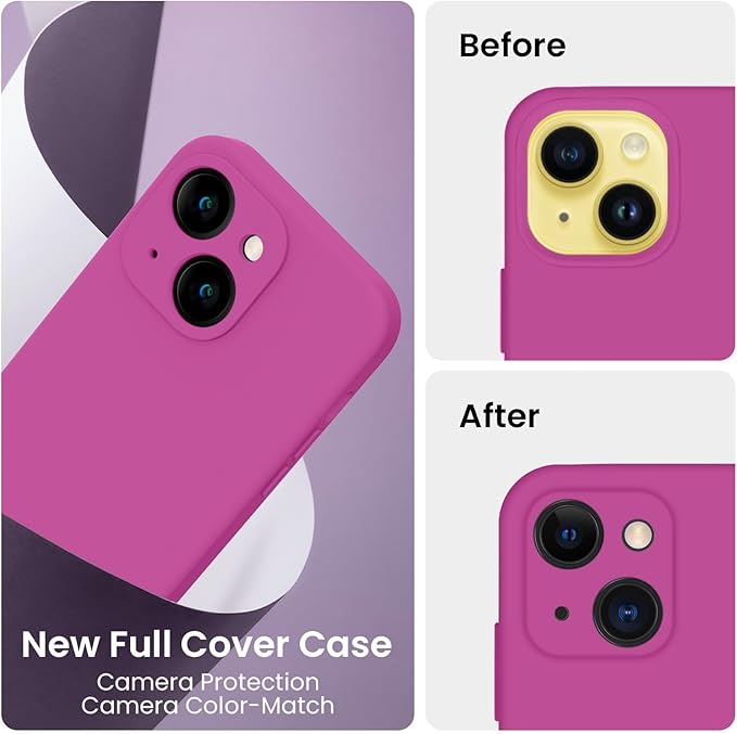 FireNova Designed for iPhone 14 Case, Silicone Upgraded [Camera Protection] Phone Case with [2 Screen Protectors], Soft Anti-Scratch Microfiber Lining Inside, 6.1 inch, Shocking Pink