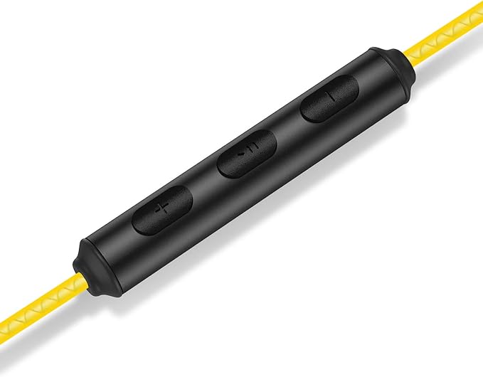 LUDOS Clamor Wired Earbuds in-Ear Headphones, 5 Years Warranty, Earphones with Microphone, Noise Isolating Ear Buds, Memory Foam for iPhone, Samsung, School Students, Kids, Women, Small Ears - Yellow