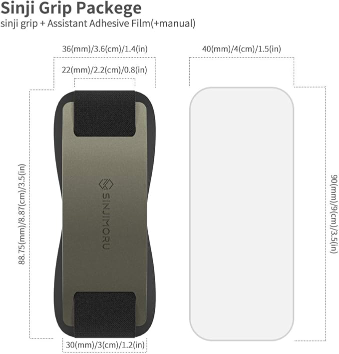 Sinjimoru Phone Grip with Silicone Band – Comfortable One-Hand Holder & Kickstand for Smartphones, Tablets, and eReaders for iPhone, Android, and Kindle Sinji Grip Silicone Olive Grey