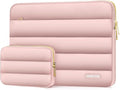 MOSISO 13.3 inch Laptop Case, 13-13.3 inch Puffy Laptop Sleeve Compatible with MacBook Air 13 13.6 M4 M3 M2 M1/Pro 13/Pro 14, HP Dell ASUS Lenovo,Polyester Horizontal Bag with Small Case, Pink