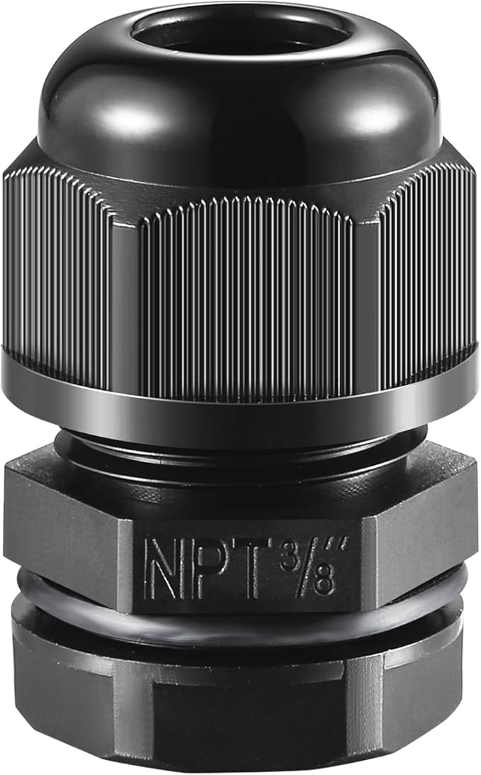 50 PCS 3/8"(5-10mm) NPT Nylon Cable Gland Joints with Gaskets, IP68 Adjustable Lock Nut Strain Relief Cord Grip Waterproof Cable Glands - UL Listed and RoHS Compliant
