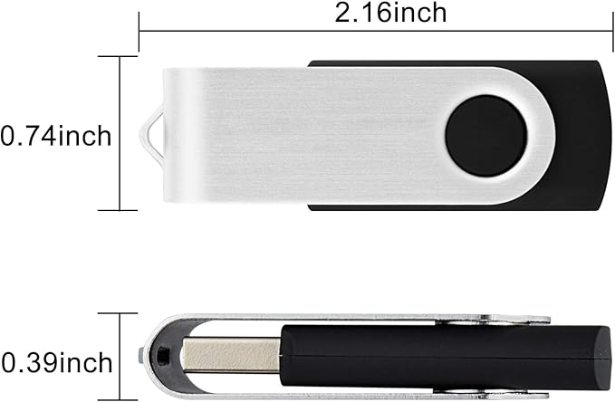 KOOTION 50pcs 32GB USB Flash Drive 32 gb Bulk Flash Drives 50 Pack Thumb Drive Swivel Memory Stick Jump Drive Keychain Design Black