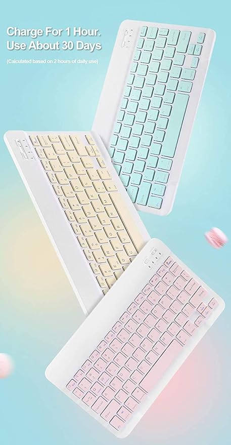 AnMengXinLing Keyboard Case for iPad Air 13 Inch (M3 2025/M2 2024)/Pro 12.9 6th/5th/4th Generation with Mouse Pencil Holder, Magnetically Detachable Keyboard Mouse, Sky Blue