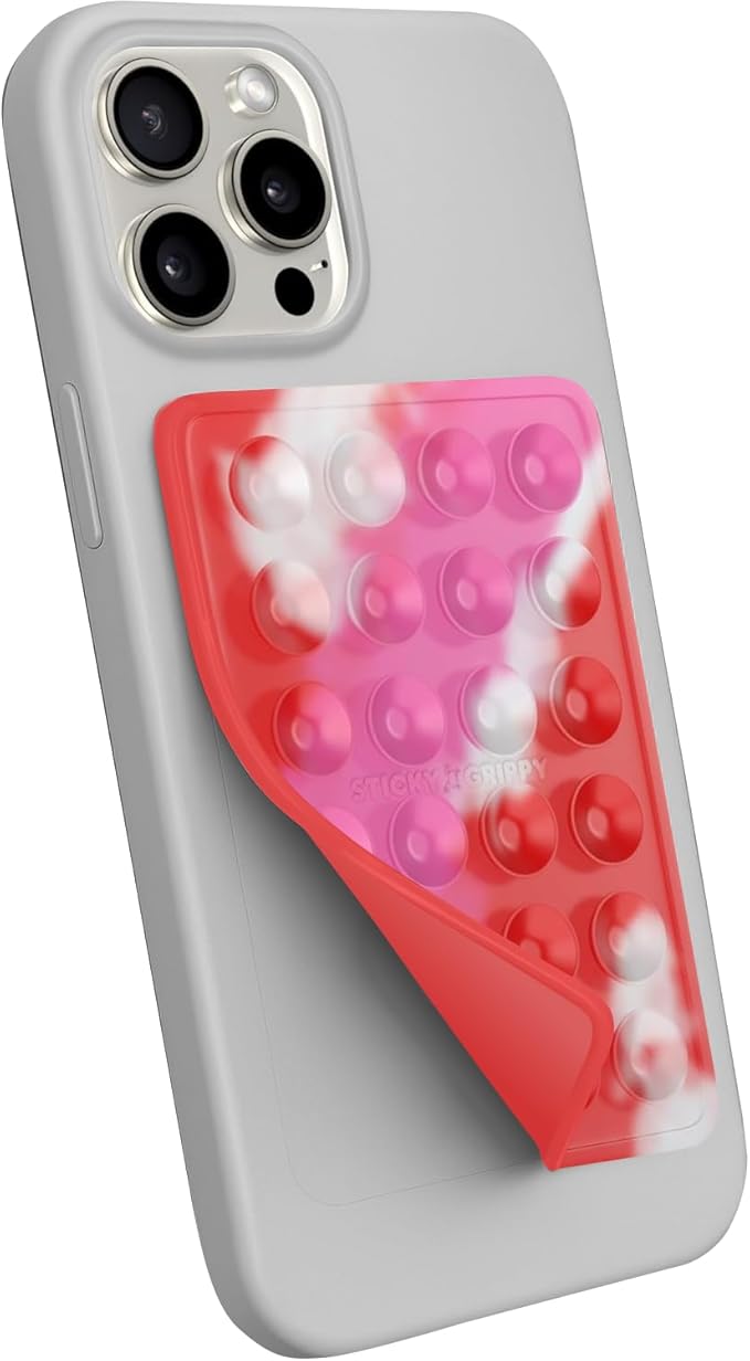 Suction Phone Case Mount, Sillicon Adhesive Phone Accessory for iPhone and Android, Hands-Free Fidget Toy Mirror Shower Phone Holder, Tiktok Videos and Selfies (Pink Candy)