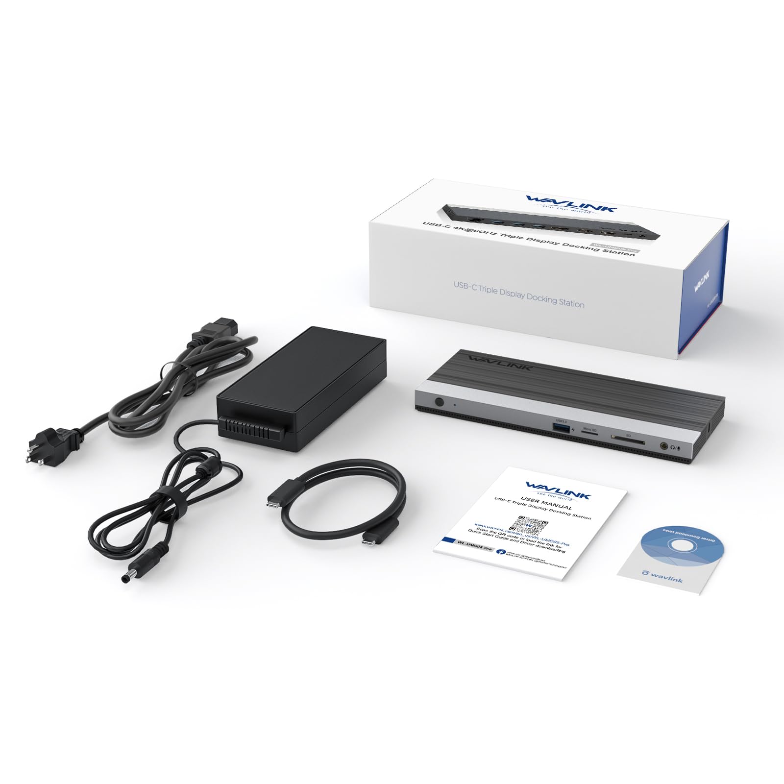 WAVLINK USB C Docking Station 3 Monitor with 100W PD, USB-C Laptop Dock Triple Display for Dell Hp Lenovo Windows, Type C Adapter Hub - Dual HDMI, DisplayPort, Ethernet, 4 USB3.0, SD/TF Slot, Audio