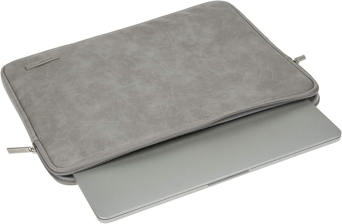 RAINYEAR 15.6 Inch Laptop Sleeve Protective Case PU Suede Leather Zipper Padded Cover Water Resistant Carrying Bag Compatible with 15.6" Notebook Computer Chromebook(Gray)