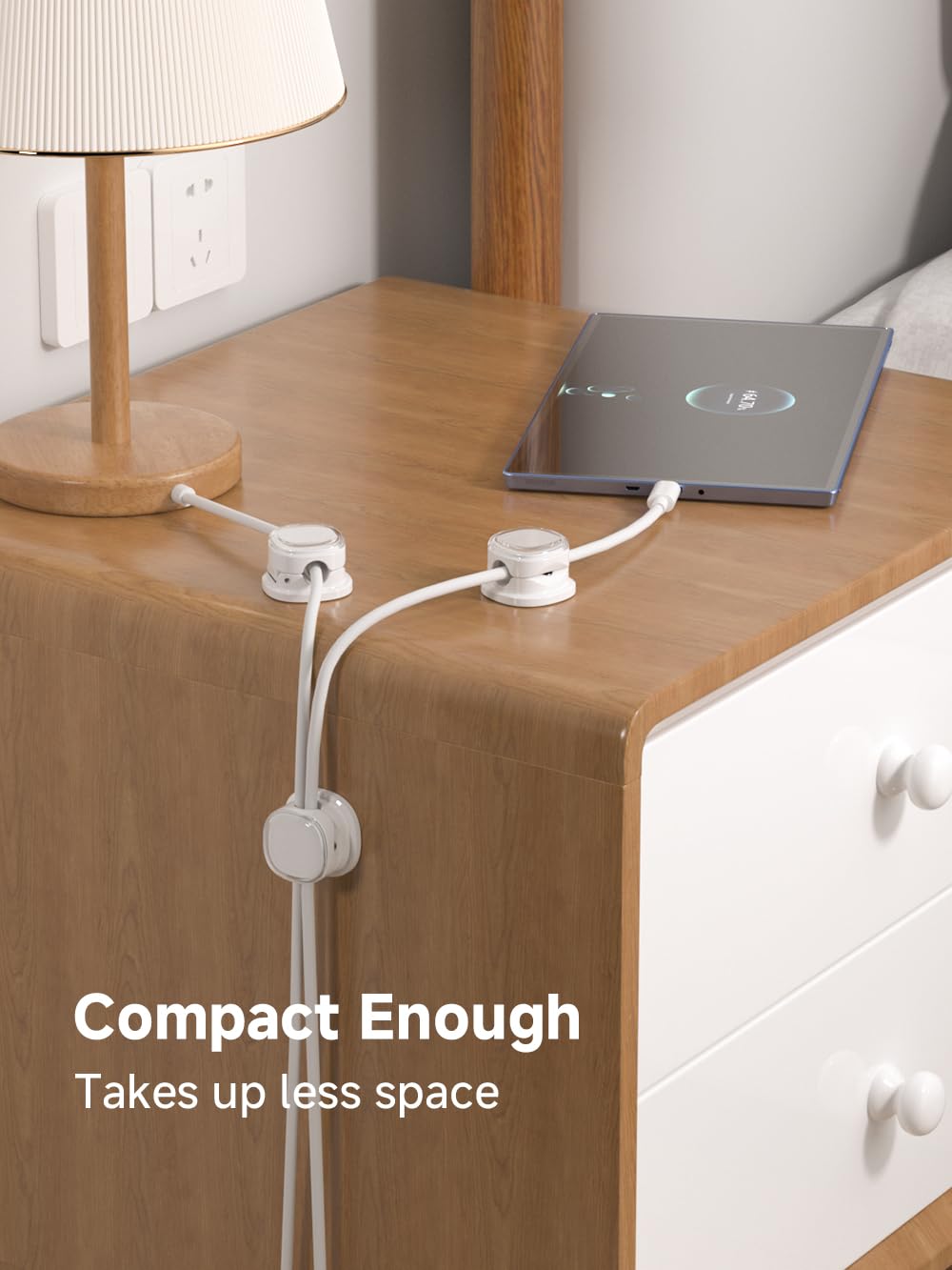 Magnetic Cable Clips, Adjustable Cord Holder Management, Adhesive Wire Keeper Organizer for Home Office Desk Phone PC Car Wall Desktop Nightstand Appliance (9-PCS White)
