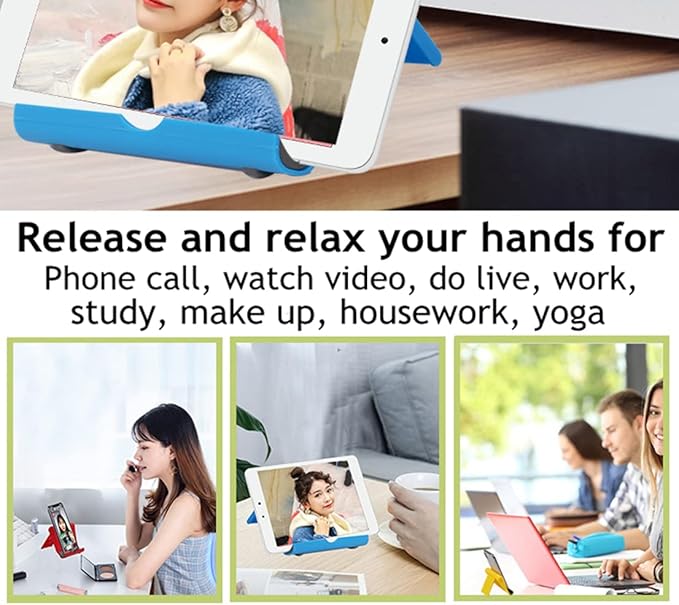 Cell Phone Stand for Desk 2 Pack Mobile Phone Holders Desktop Tablet Stand, Foldable Phone Dock Universal Adjustable Tablet Stand for Desk (Pink+Purple+Blue+White)
