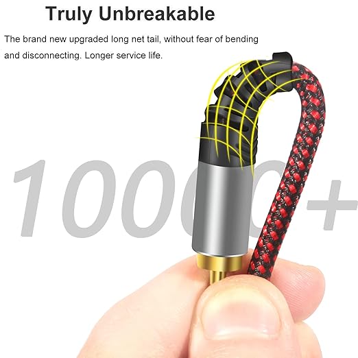 RCA Cable 6Ft,2Rca Male to 2-RCA Male Audio Stereo Subwoofer Cable [Hi-Fi Sound] Nylon-Braided Auxiliary Audio Cord for Home Theater, HDTV, Amplifiers, Hi-Fi Systems,Speakers and etc (6Ft)