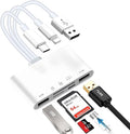 7-in-1 Memory Card Reader Universal Card Reader for iPhone/iPad with USB/USB C Connector & SD/TF Card Slots USB OTG Adapters Supports SD/Micro SD/SDHC/SDXC/MMC Memory Cards Plug and Play
