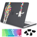Mektron for MacBook Air 13 Case A1466/A1369 (2010-2017 Release), Snap-on Plastic Hard Shell Cover for MacBook Air 13.3 inch with Keyboard Cover,Colorful Giraffe Black